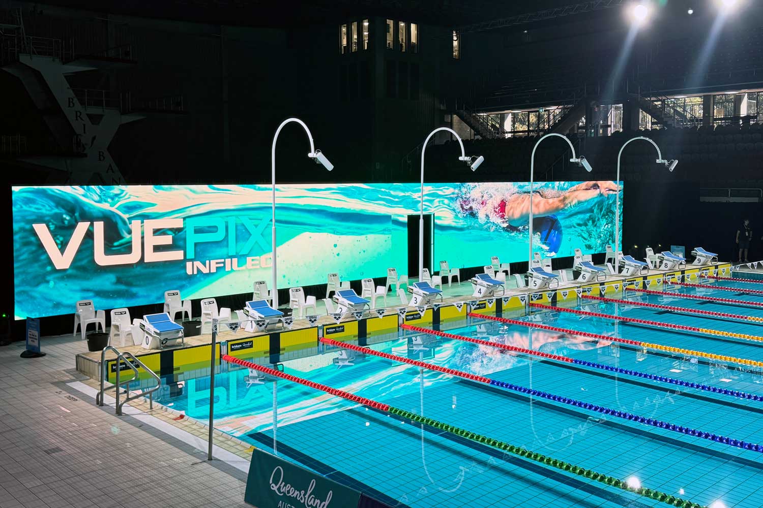 VuePix Infiled - AR Series LED super screen. Set up for the Swimming Australia Olympic & Paralympic trials 2024